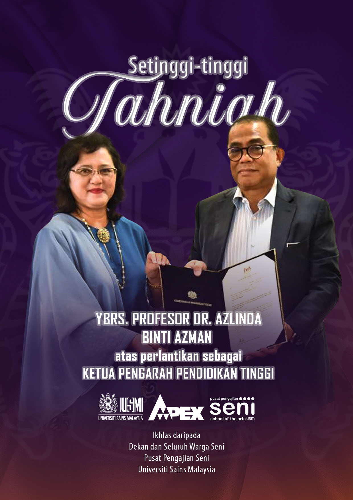 UCAPAN TAHNIAH PROF AZLINDA AZMAN
